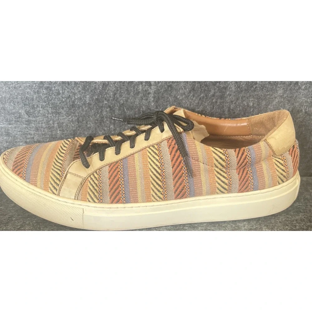 TAFT‎ The Sneaker Tribal Multi Striped Leather Trim Y2K Good Condition Mens 9